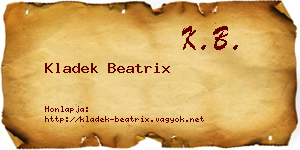 Kladek Beatrix névjegykártya